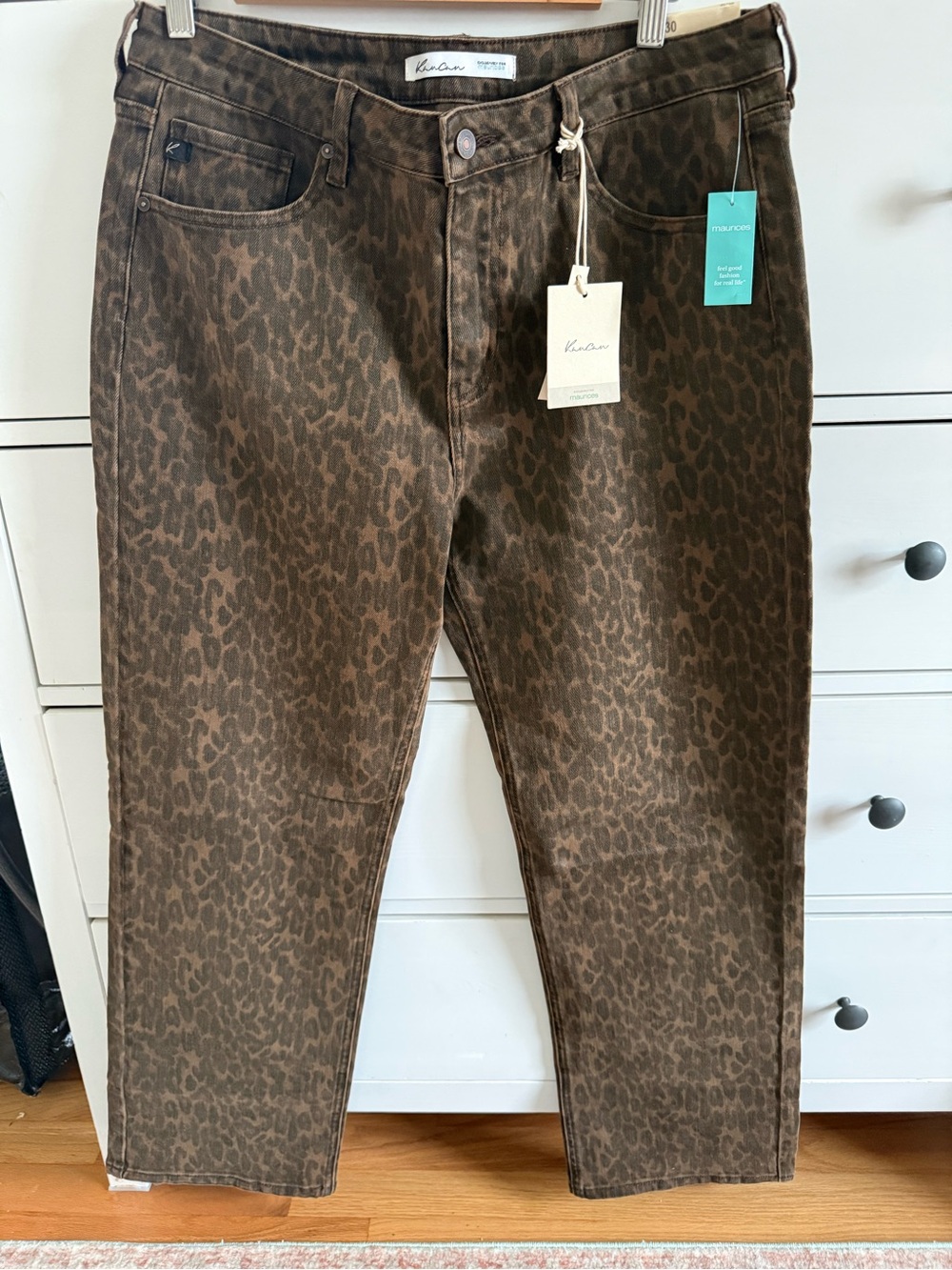 KanCan for Maurices Brown Leopard Print Denim Jeans 30x30 NWT